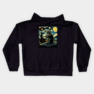 Cat Starry Night Planetary Pathways Kids Hoodie